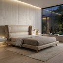 Ver imagem 6 de Conjunto Cama Japonesa Casal Cabeceira Alta Estofada Curva Courino Premiun Luxo Desing Unico Alto Pa