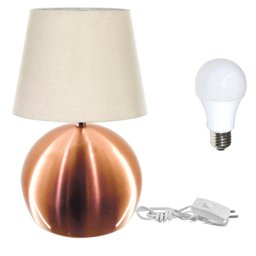 Kit Abajur Bola Cobre Cúpula Bege 3031 com Lâmpada - 1