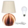Kit Abajur Bola Cobre Cúpula Bege 3031 com Lâmpada - 1