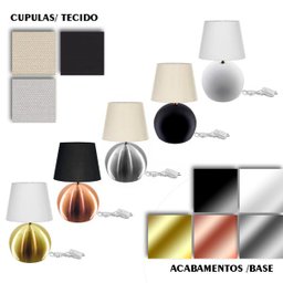Abajur Bola Preto Cúpula Branca 3021 - 3