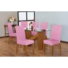 Jogo capa de cadeira 4 lugares malha coladinha rosa - 1