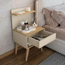 Ver imagem 3 de Kit 2 Mesa de Cabeceira Kosovo Cinamomo/off White - Rv Móveis
