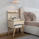 Ver imagem 2 de Kit 2 Mesa de Cabeceira Kosovo Cinamomo/off White - Rv Móveis