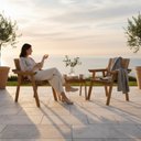Ver imagem 5 de Conjunto 2 Poltronas e Mesa de Apoio Jardim Madeira Maciça