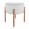 Puff de Luxo Suede Branco Base Metálica Cobre - Vallisa Decor - 1