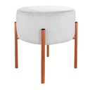 Ver imagem 1 de Puff de Luxo Suede Branco Base Metálica Cobre - Vallisa Decor