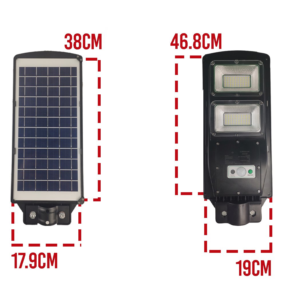 Luminária Solar 120W Poste 2 Unidades LED Controle e Sensor Timer Parede Casas e Jardins - 2