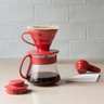 Kit Cafeteira em Cerâmica Hario V60-01 Vermelho Vds-3012r - 3