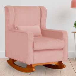 Poltrona Balanço Aurora Veludo Cores - DS Estofados Poltrona Aurora Rosa - 5