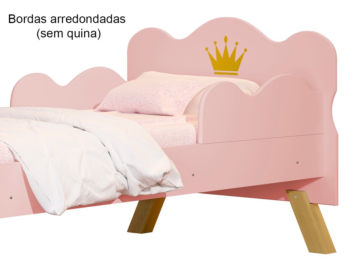 Cama Infantil Princesa Realeza Rosa com Colchão - 4