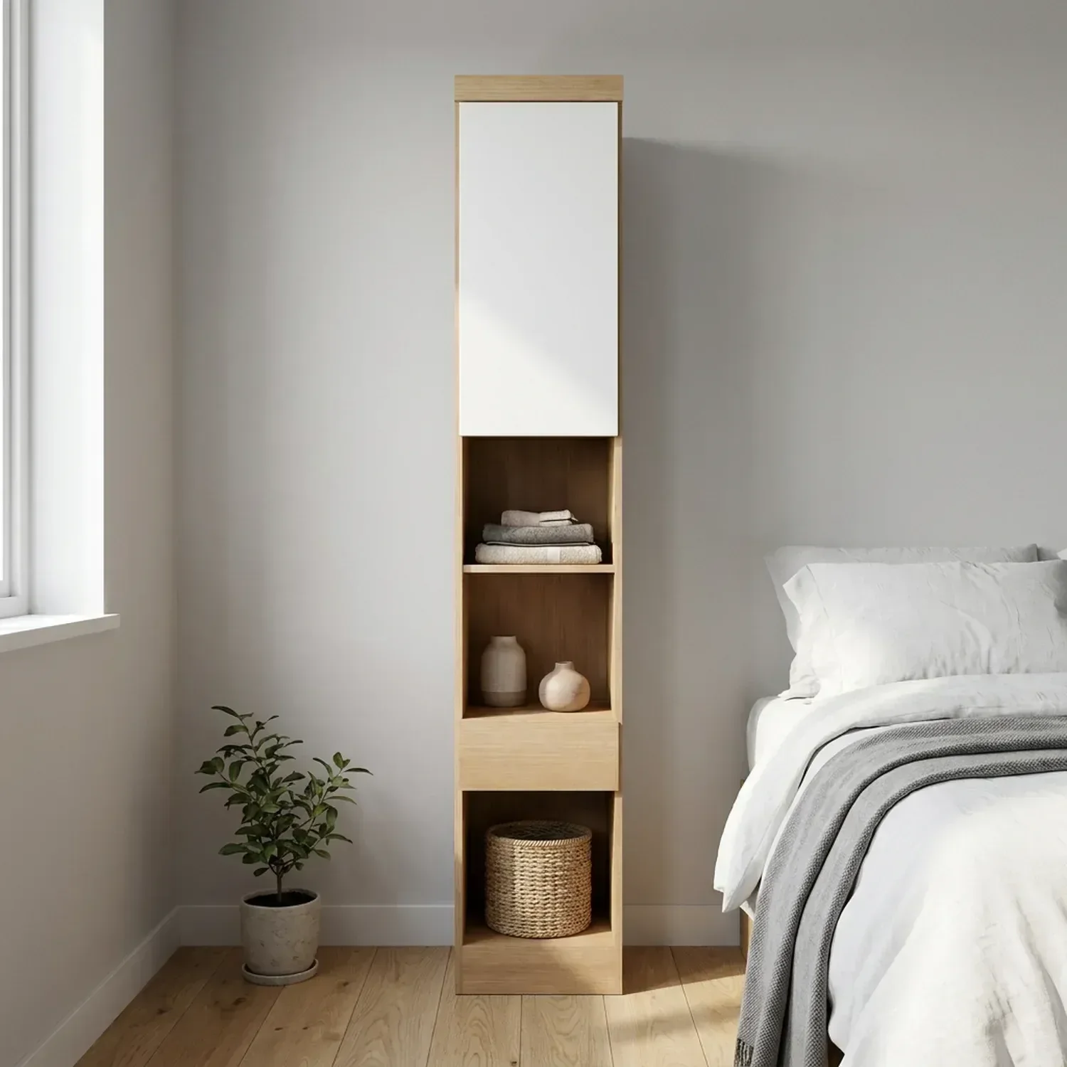 Módulo de Guarda Roupa Mesa de Cabeceira 1 Porta 1 Gaveta 100% MDF Cairo