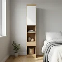 Ver imagem 1 de Módulo de Guarda Roupa Mesa de Cabeceira 1 Porta 1 Gaveta 100% MDF Cairo Marrom/Cinamomo/Fendi