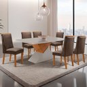 Ver imagem 2 de Mesa de Jantar Aster 180 cm Tampo MDF Vidro Canto Copo com 6 Cadeiras Yasmin