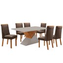 Ver imagem 1 de Mesa de Jantar Aster 180 cm Tampo MDF Vidro Canto Copo com 6 Cadeiras Yasmin