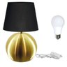 Kit Abajur Bola Dourado Cúpula Preta 3031 com Lâmpada - 1