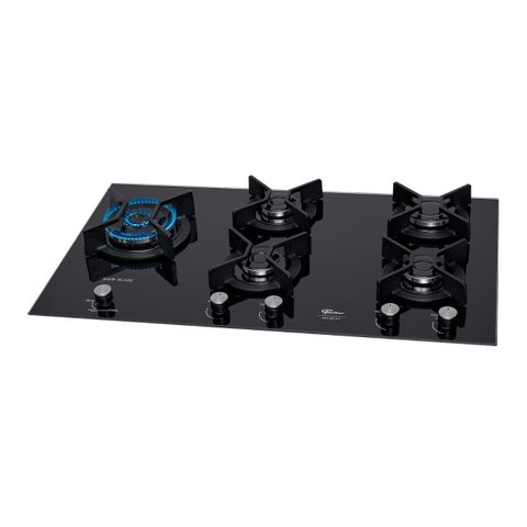 Cooktop a Gás Fischer 5 Bocas Tripla Chama Infinity Duo com Trempe de Ferro Fundido Mesa Vidro Bivol
