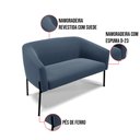 Ver imagem 4 de Sofá Namoradeira 2 Lugares Pé de Ferro Preto Stella Suede Azul Marinho D03 - D'Rossi