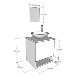 Gabinete para Banheiro 40cm com Cuba e Espelho Completo Lavabo Armário Suspenso - 6