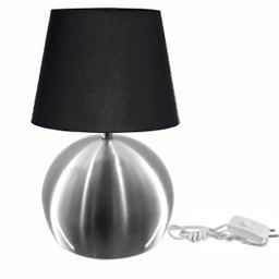 Kit de 2 Abajures Bola Cromado Cúpula Preta 3031 - 2