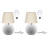 Kit de 2 Abajures Bola Branco Cúpula Bege 3021 com Lâmpada - 1
