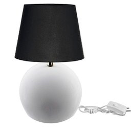 Kit de 2 Abajures Bola Branco Cúpula Preta 3021 com Lâmpada - 2