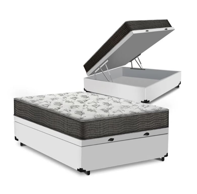 Cama Base Box Com Baú Casal + Colchão De Espuma D33 - Ortobom - iso 100 138cm:branco