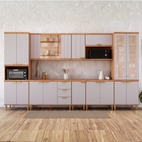 Cozinha Modulada 8 Peças em MDF Elena Cinamomo e Platino
