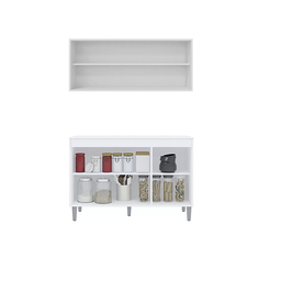 Kit de Cozinha 2 Peças Balcão Manu 120mt e Armário Aéreo Andréia Branco Ajl - 3