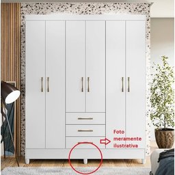 Kit com 6 Pés para Guarda Roupas Armários Roupeiros 7cm de Altura Branco Modelo Mari Plástico Ultra  - 3