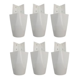 Kit com 6 Pés para Guarda Roupas Armários Roupeiros 7cm de Altura Branco Modelo Mari Plástico Ultra  - 1