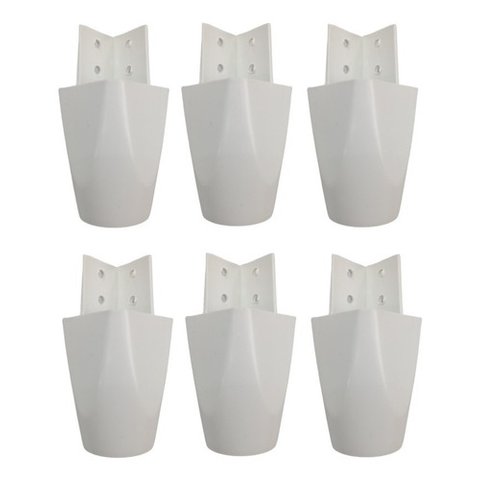 Kit com 6 Pés para Guarda Roupas Armários Roupeiros 7cm de Altura Branco Modelo Mari Plástico Ultra 