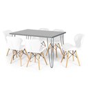 Ver imagem 1 de Conjunto Mesa de Jantar Hairpin 130x80 Volpi com 6 Cadeiras Eiffel Slim - Branco