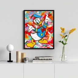 Quadro Decorativo Arte Grafite Pato Donald 33x24cm:madeira Branca - 2