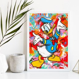 Quadro Decorativo Arte Grafite Pato Donald 33x24cm:madeira Branca - 1