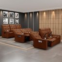 Ver imagem 2 de Poltrona do Papai Reclinável Sala de Cinema Barcelona Glider Manual Giratória Usb Pu Caramelo G23 En