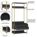 Ver imagem 5 de Guarda-Roupa Closet Modulado Casal Estrutura Metálica 6 Gavetas 3 Cabideiros 200cm Industrial Preto/