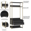 Ver imagem 5 de Guarda-Roupa Closet Modulado Casal Estrutura Metálica 6 Gavetas 3 Cabideiros 200cm Industrial Preto/