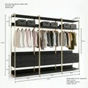 Ver imagem 3 de Guarda-roupa Closet Modulado Casal Estrutura Metálica 6 Gavetas 3 Cabideiros 200cm Industrial