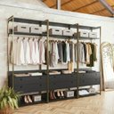 Ver imagem 1 de Guarda-Roupa Closet Modulado Casal Estrutura Metálica 6 Gavetas 3 Cabideiros 200cm Industrial Preto/