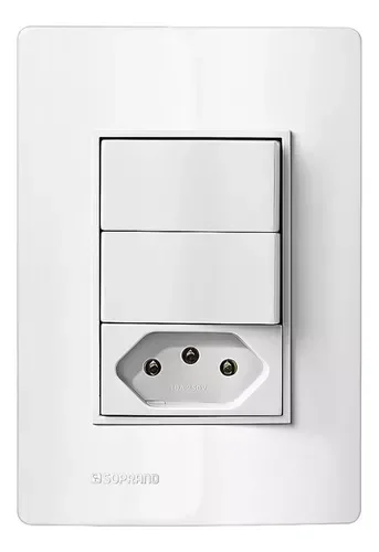 Conjunto 2 Interruptores Paralelos+tomada 10a Revitá Soprano - 1