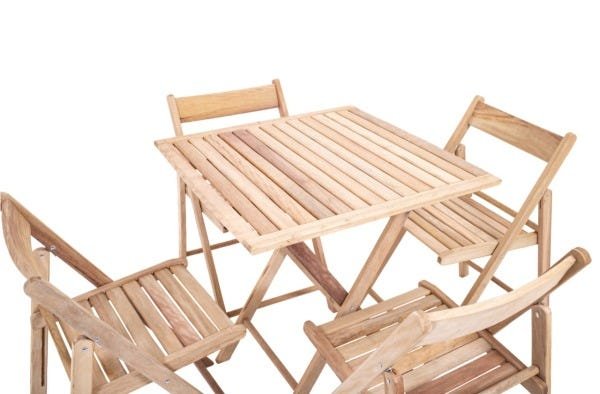 Kit 10 Jogos de Mesa Dobrável de Madeira com 4 Cadeiras Flexo Gourmet sem Pintura - Une Móveis - 3