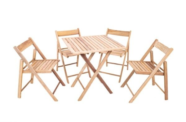 Kit 10 Jogos de Mesa Dobrável de Madeira com 4 Cadeiras Flexo Gourmet sem Pintura - Une Móveis - 2