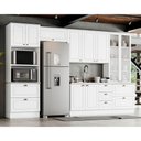 Ver imagem 1 de Cozinha Modulada 5 Peças com Cristaleira e Torre Quente 10 Portas 7 Gavetas Americana Henn - Branco
