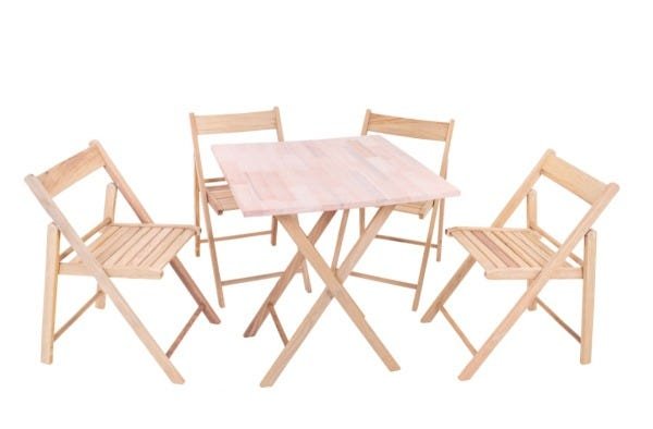Kit 8 Jogos de Mesa Dobrável de Madeira com 4 Cadeiras Classic sem Pintura - Une Móveis - 2
