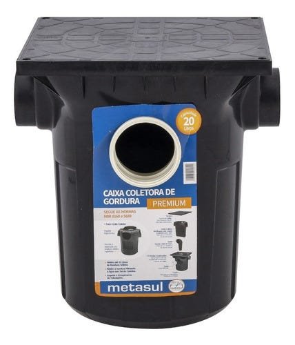 Caixa De Gordura Premium Com Cesto Para Limpeza 20l Metasul - 9
