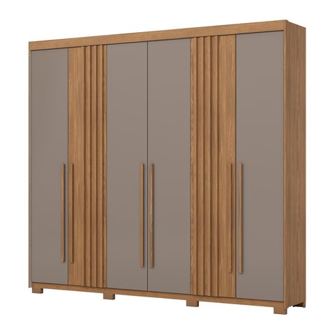 Guarda Roupa Casal 6 Portas 4 Gavetas Flex D325 Nature Avelã - Henn
