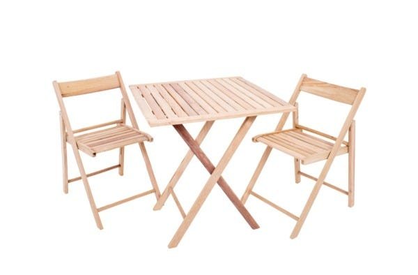 Conjunto de Mesa Dobrável de Madeira com 2 Cadeiras Flexo Gourmet sem Pintura - Une Móveis - 1