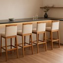Ver imagem 2 de Kit 4 Banquetas Alta Cozinha Gourmet Conforto Linho