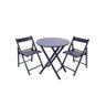 Conjunto de Mesa Dobrável de Madeira Redonda com 2 Cadeiras Classic Black - Une Móveis - 1