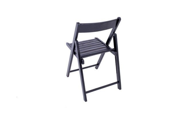 Conjunto de Mesa Dobrável de Madeira Redonda com 2 Cadeiras Classic Black - Une Móveis - 5